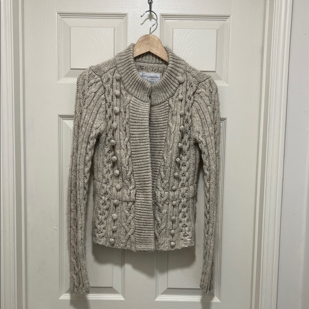 Aeropostale Beige Cable Knit Cardigan